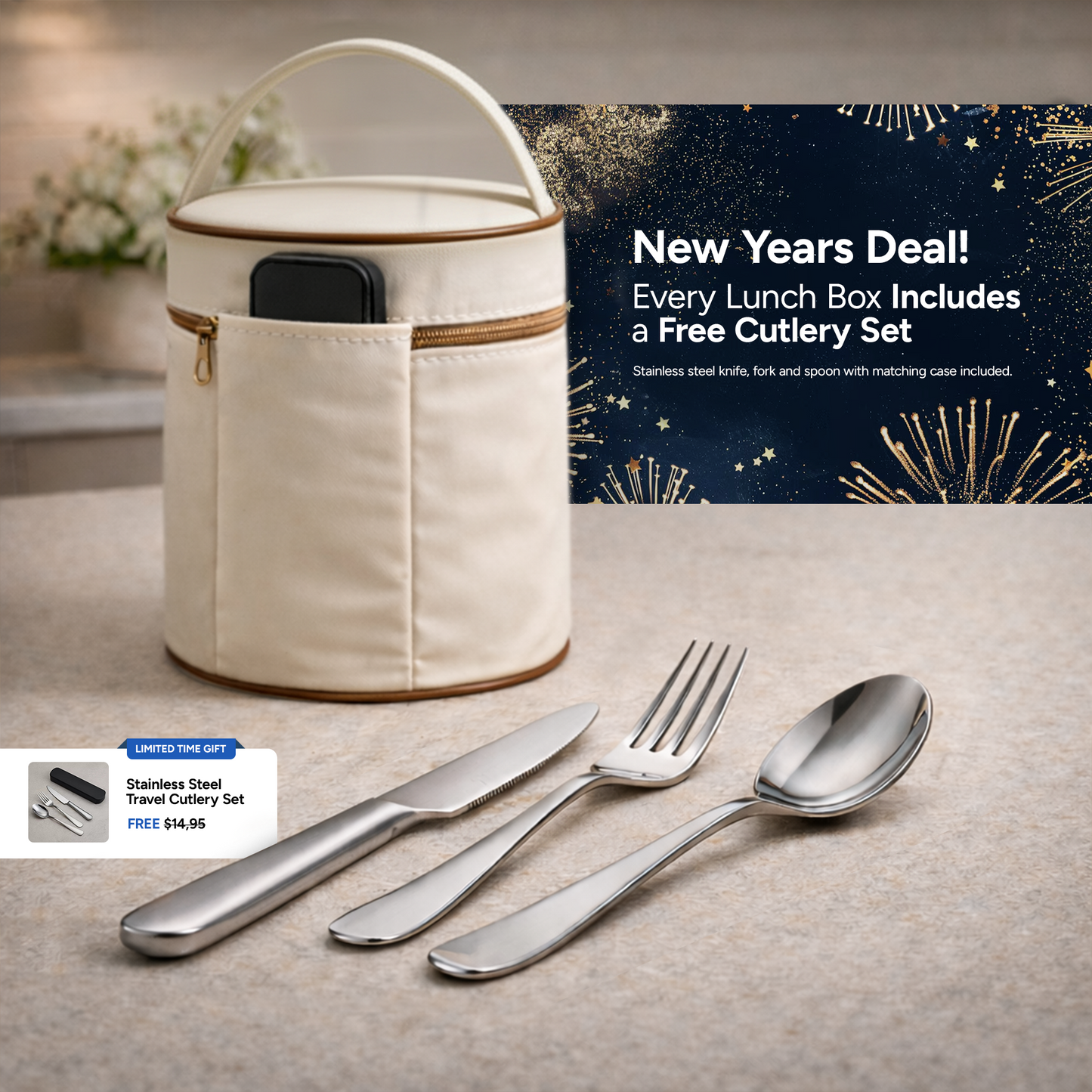 Insulated Stainless Steel Lunch Box Set